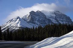01 Mount Temple From Drive Between Lake Louise Village And Lake Louise In Winter.jpg